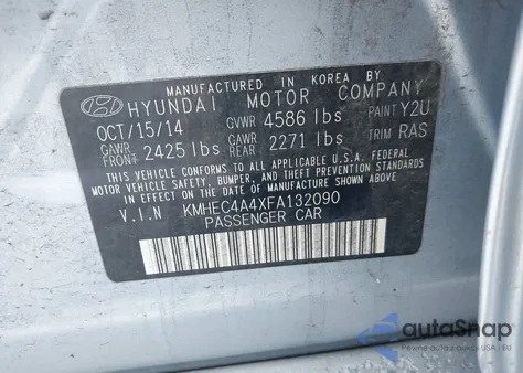 2015 Hyundai Sonata Hybrid Limited z USA, uszkodzony, nr VIN KMHEC4A4XFA132090